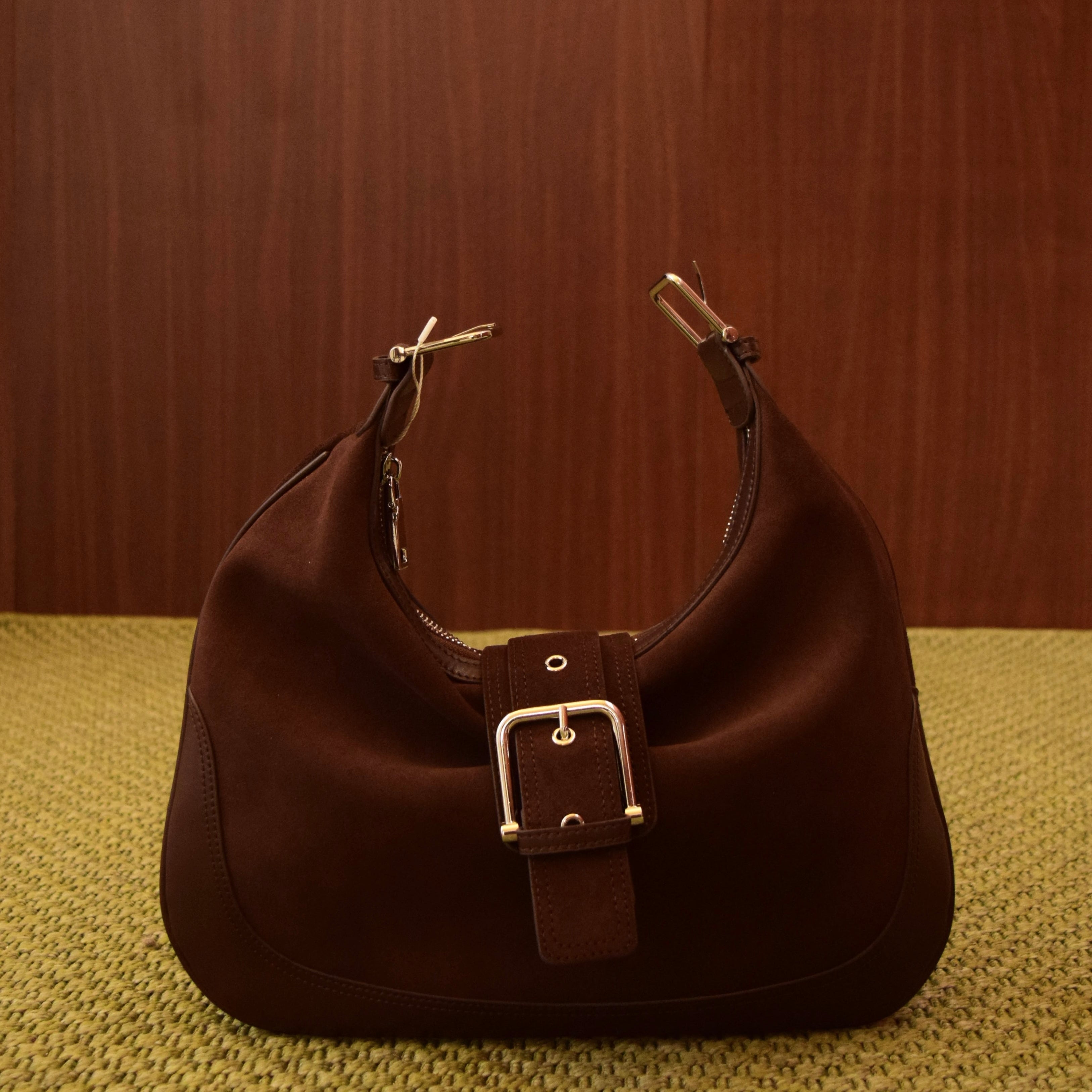 Borsa a Spalla in Camoscio Color Caffè | Modello Hobo