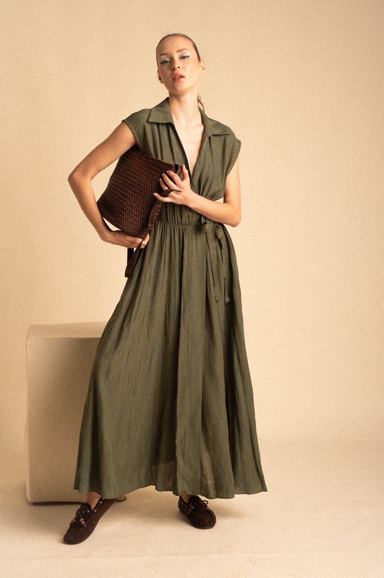 Abito Greenwich Verde Lungo con Nodo Regolabile