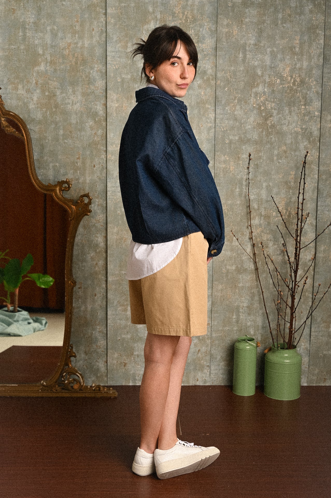 Giacca Zinnia Donna Denim Crop con Tasche