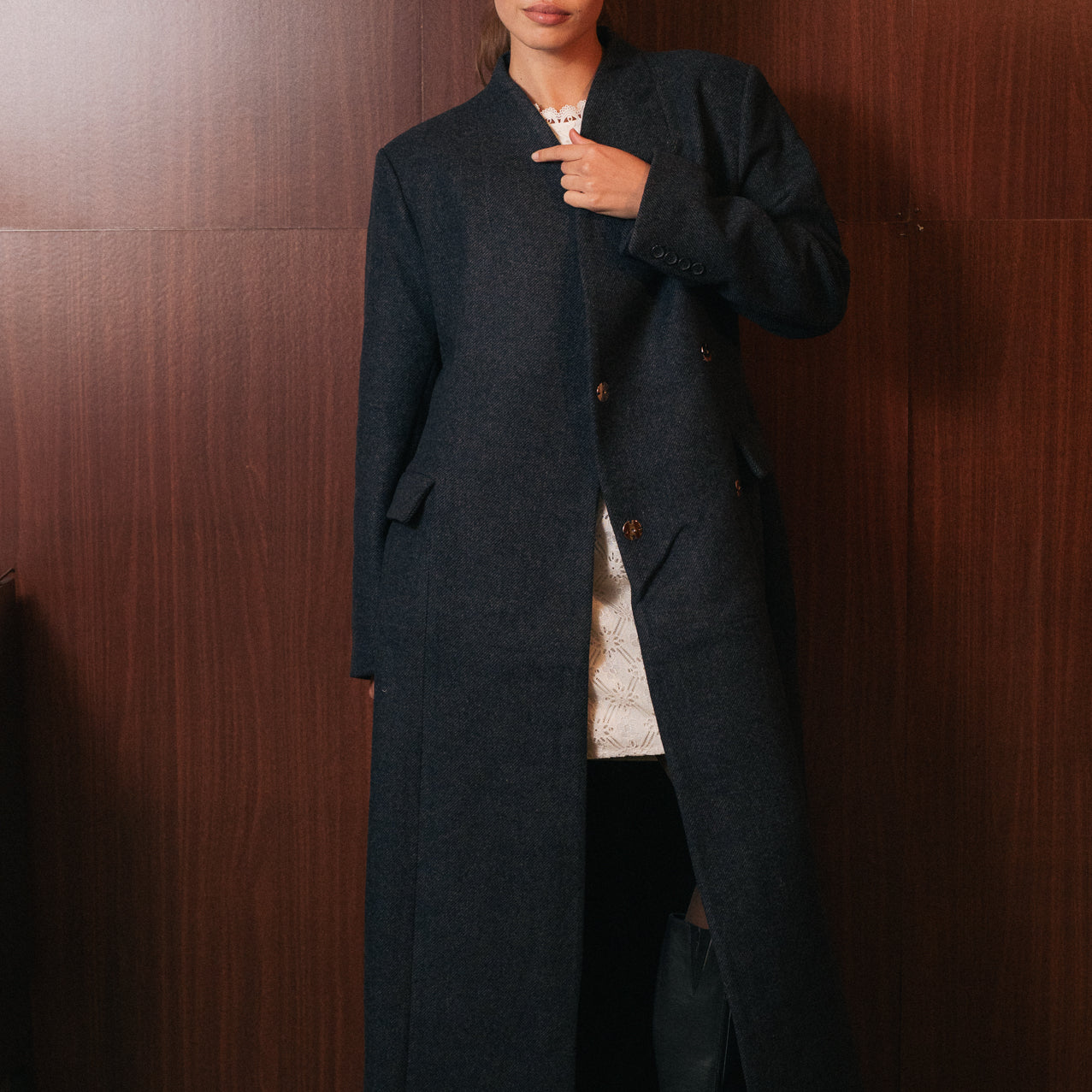 Cappotto Lungo Donna in Lana | Collo Coreano