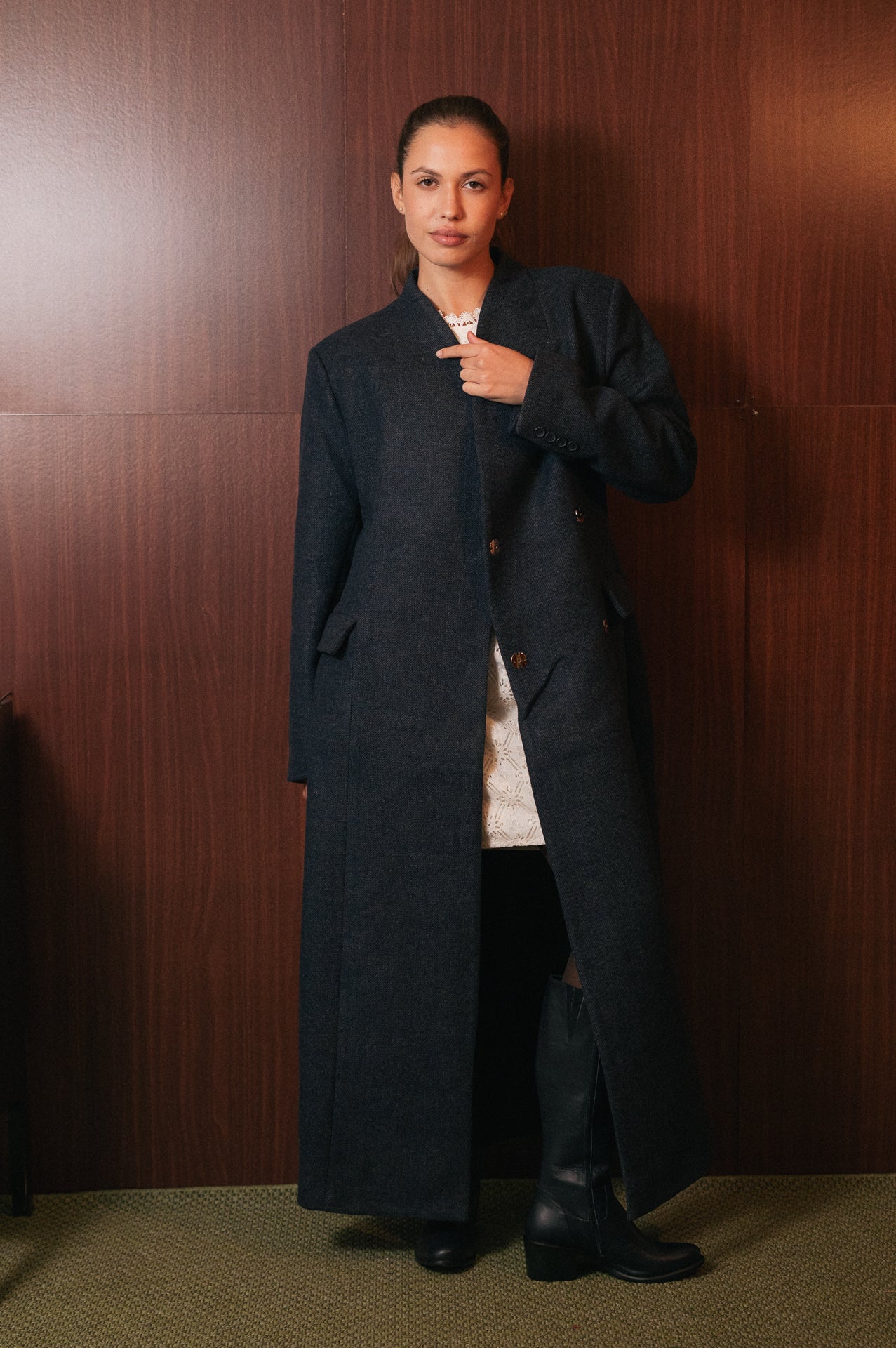 Cappotto Lungo Donna in Lana | Collo Coreano