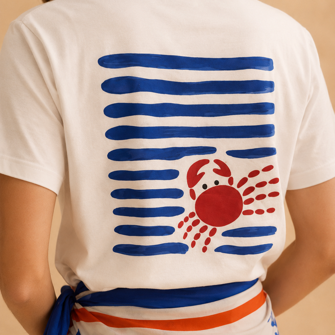 T-shirt “Boa crab” – t-shirt bianca in cotone con stampa crab