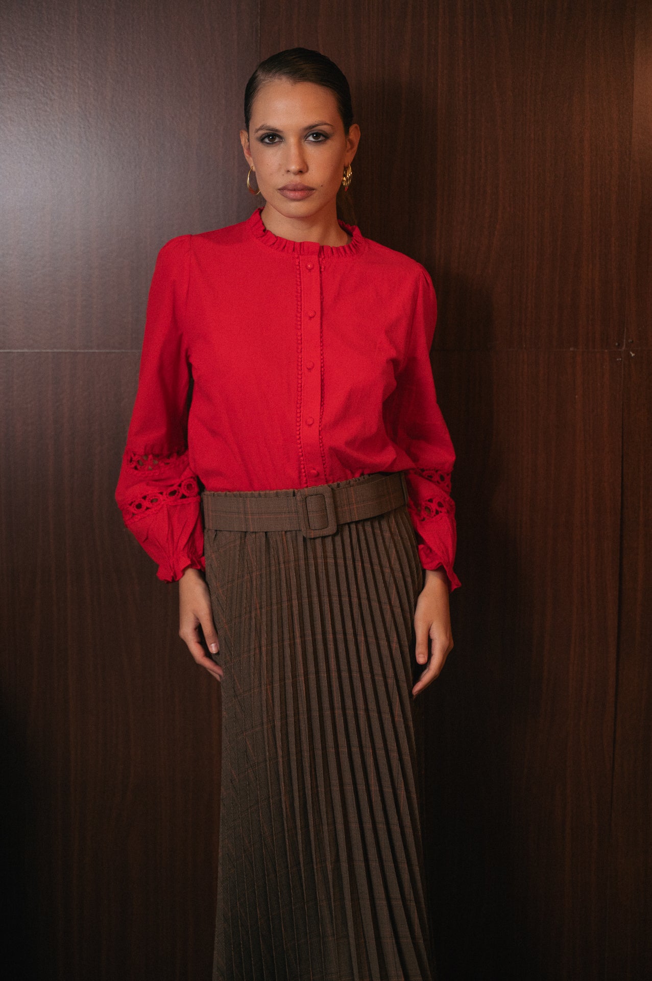 Camicia Clodette rossa con ricami