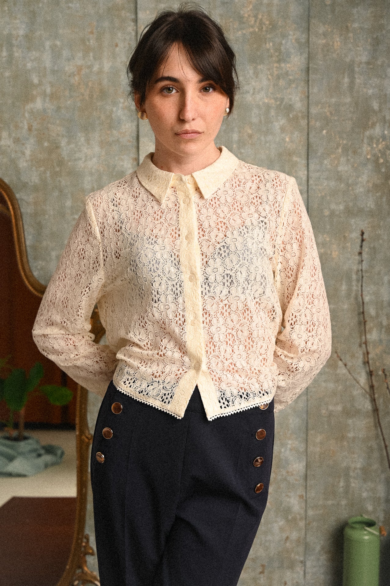 Camicia Ninfea in Pizzo Ricamato Cotone