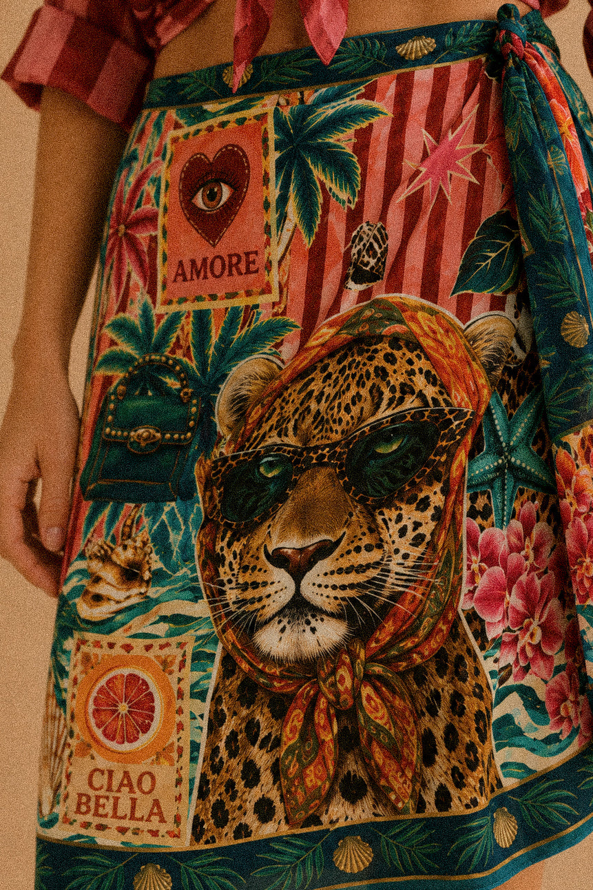 Pareo “Leopard Escape” – pareo fantasia con nodo laterale