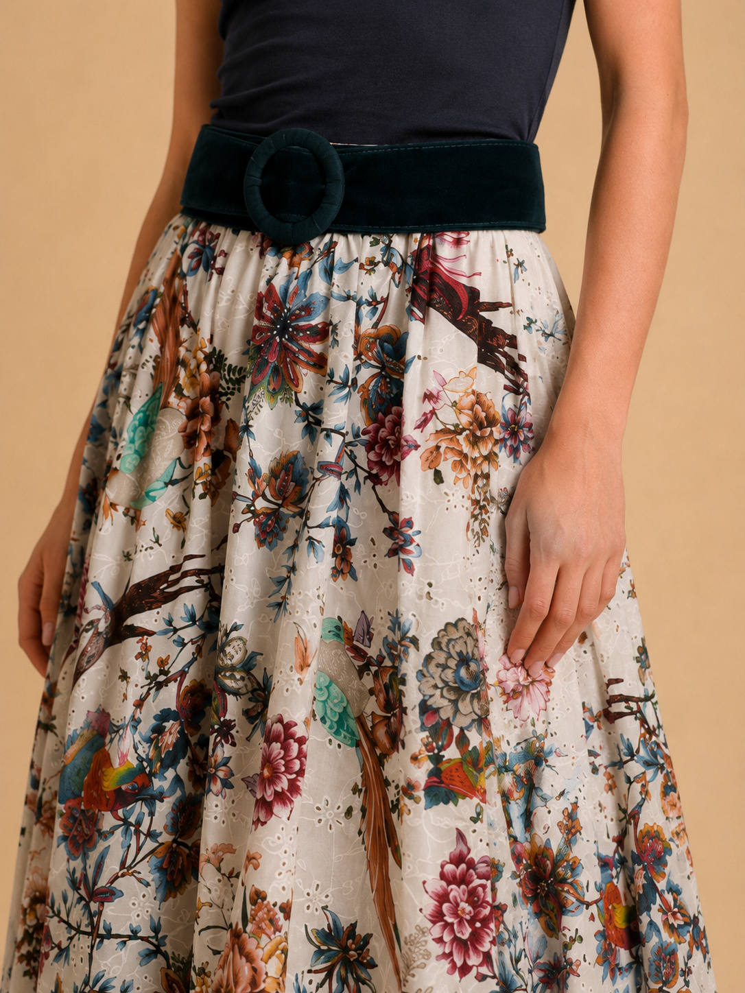 Gonna Lunga Sangallo “Jardin” – Fantasia Floreale in Cotone