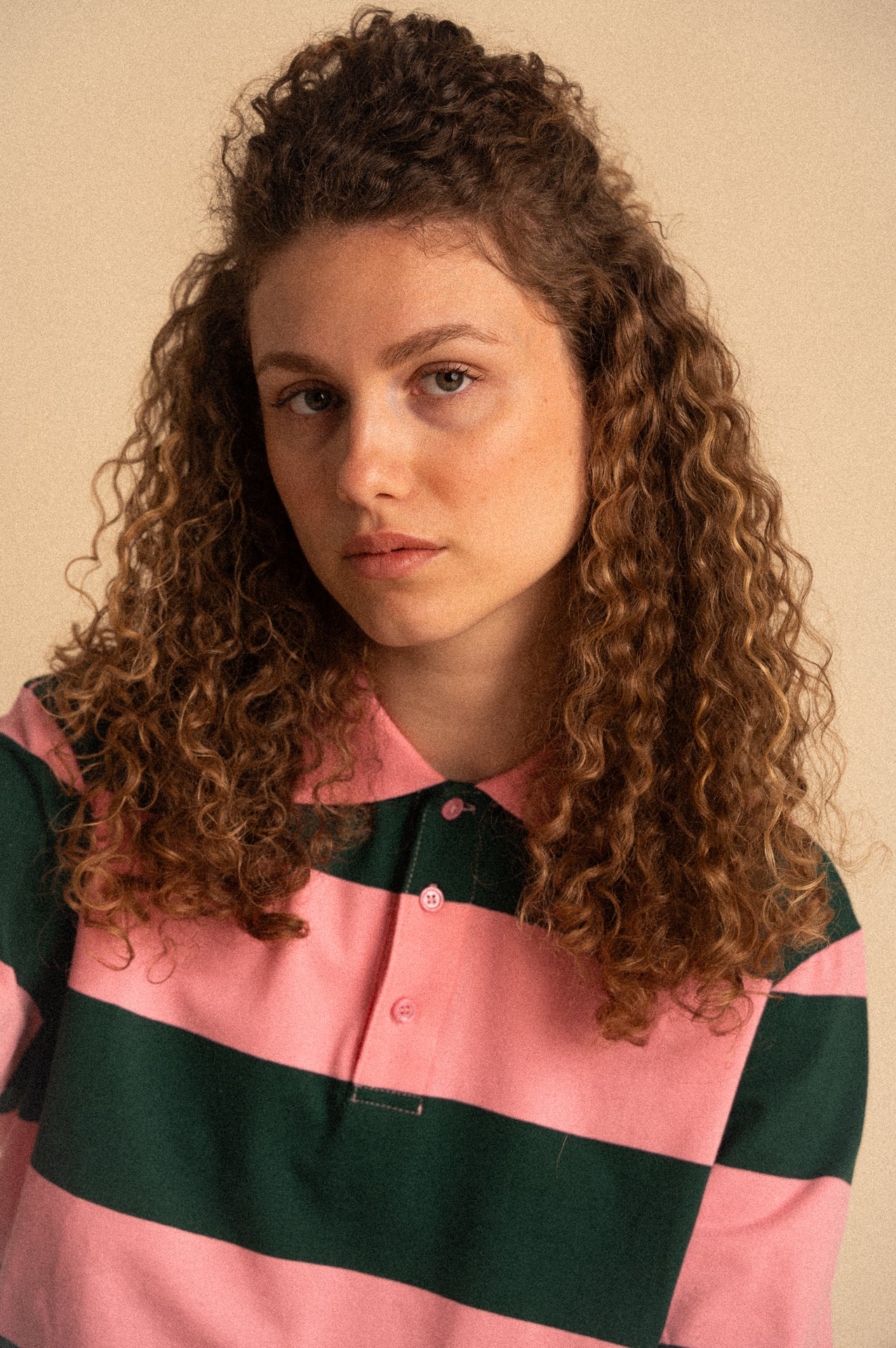 Polo Daphne a Righe Rosa e verde