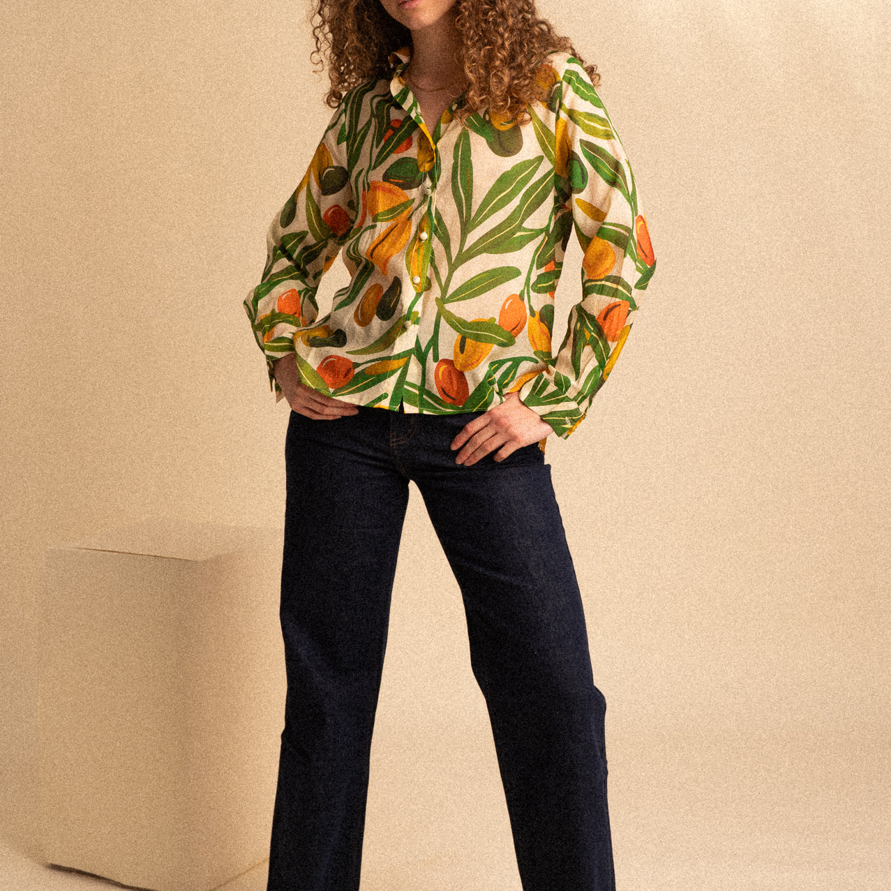 Camicia Veronica in viscosa stampa foliage multicolor