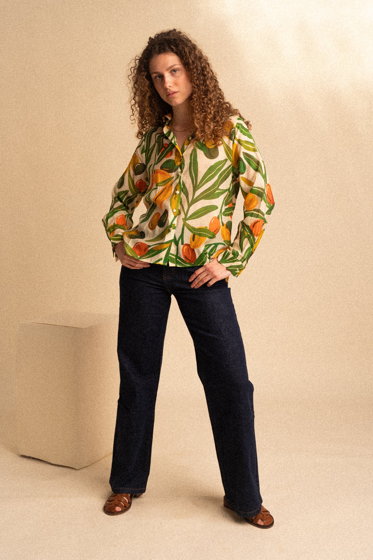 Camicia Veronica in viscosa stampa foliage multicolor