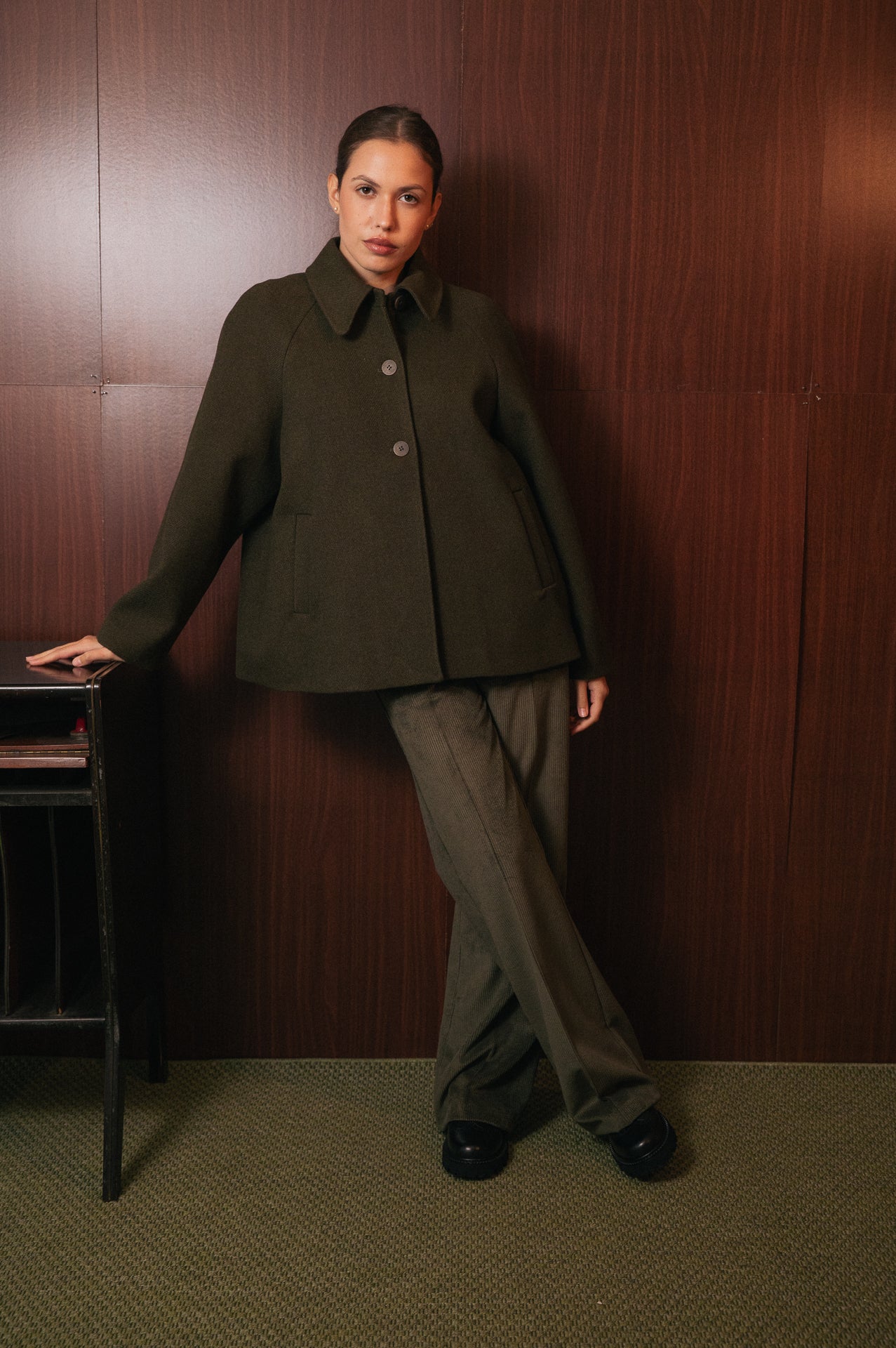 Giacca Cappotto Corta Boxy Verde Bosco - Stile Retrò Minimal