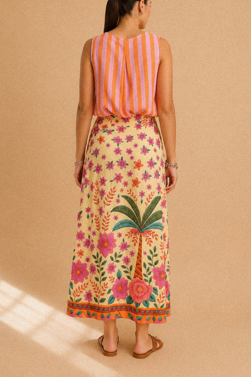 Gonna Portafoglio “Palme in Fiore” – Fantasia Tropicale