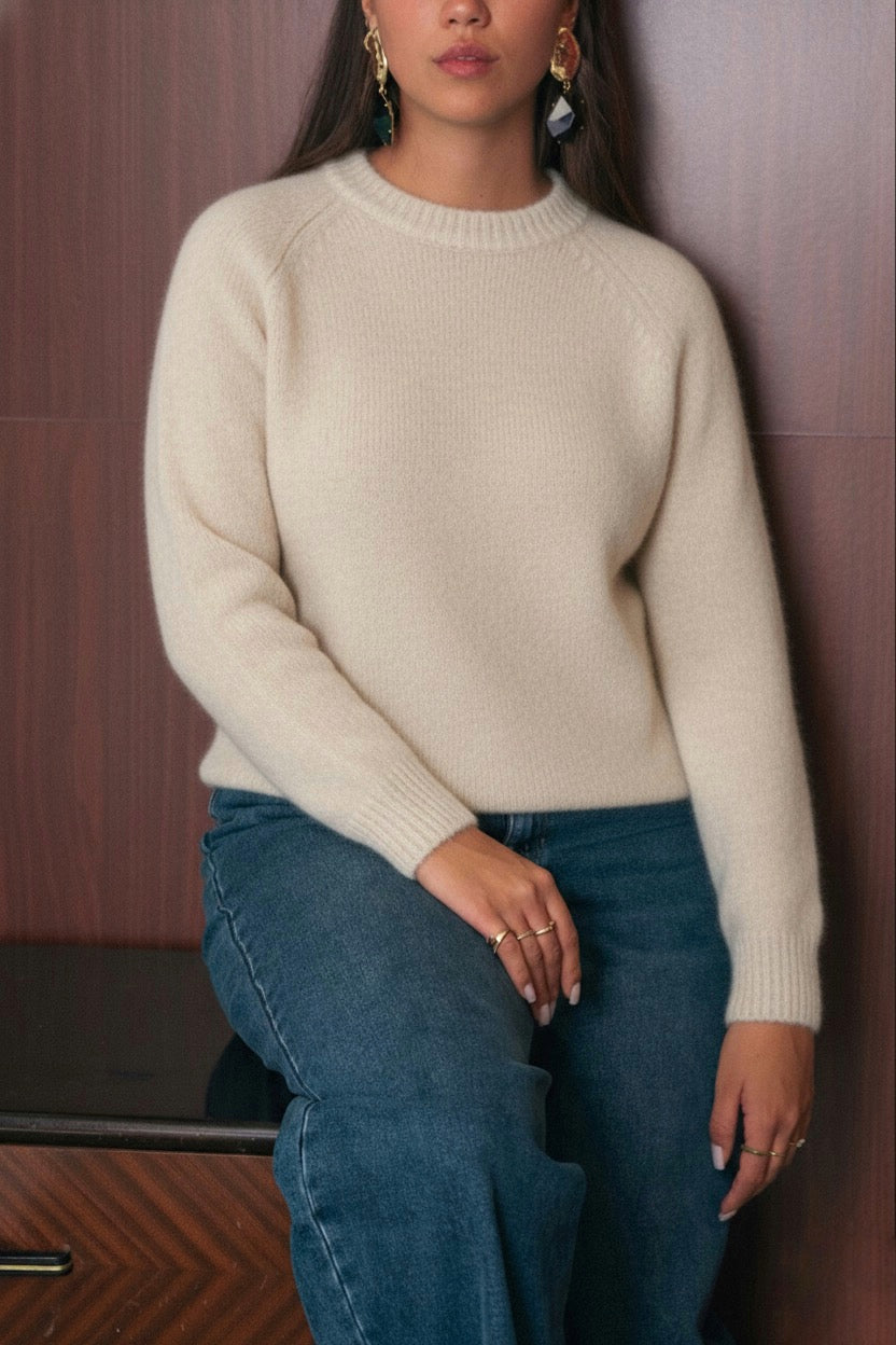 Maglione beige donna Amelìe misto alpaca e lana | made in Italy