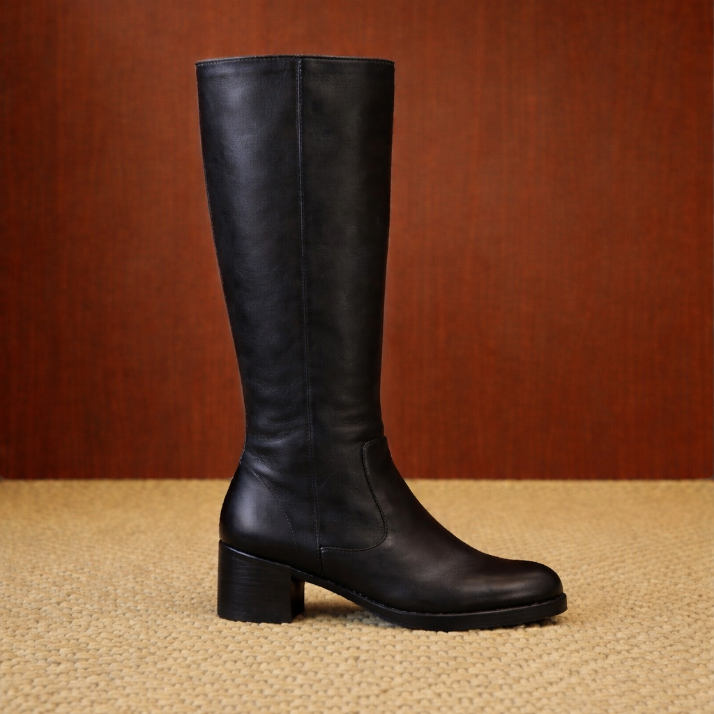 Stivale Donna in Vera Pelle Blu Notte con Tacco 6cm