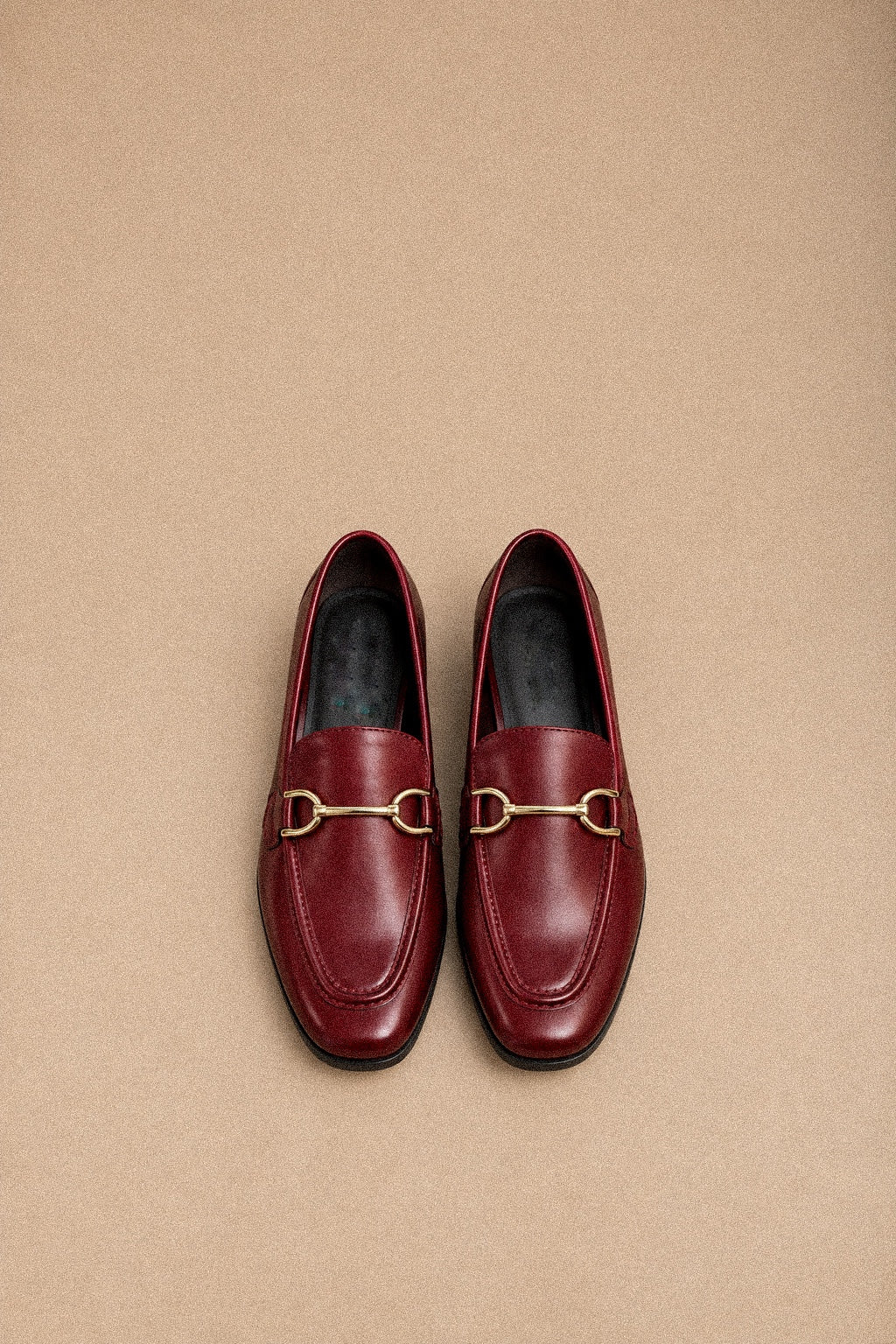 Mocassino Donna Bordeaux Effetto Pelle con Morsetto Horsebit Dorato