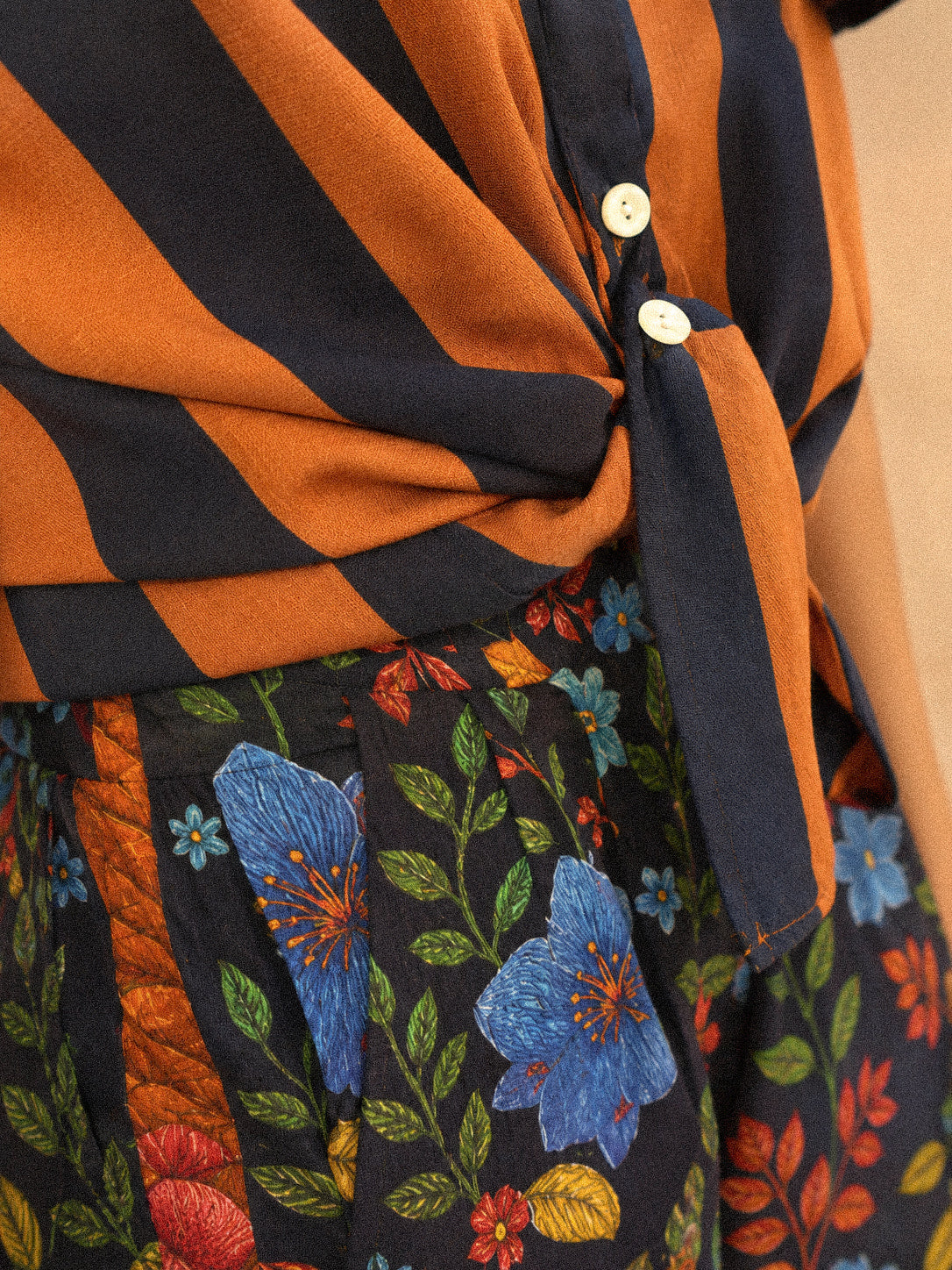 Camicia “Portofino” a Righe Mattone e Blu