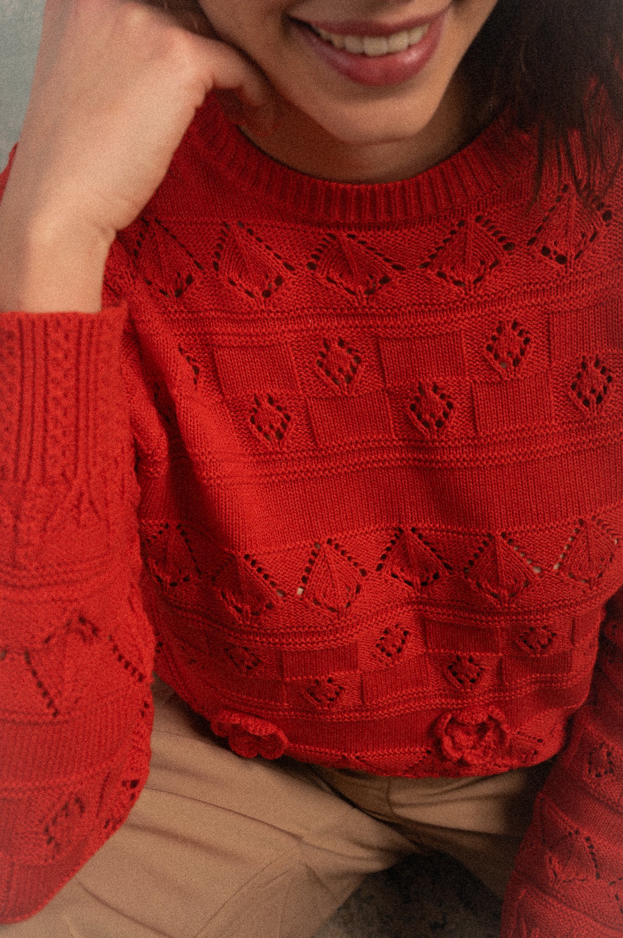 Maglione in cotone rosso