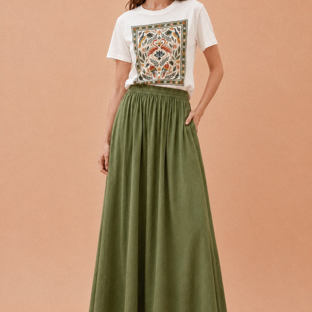 T-shirt bianca con stampa fenicottero