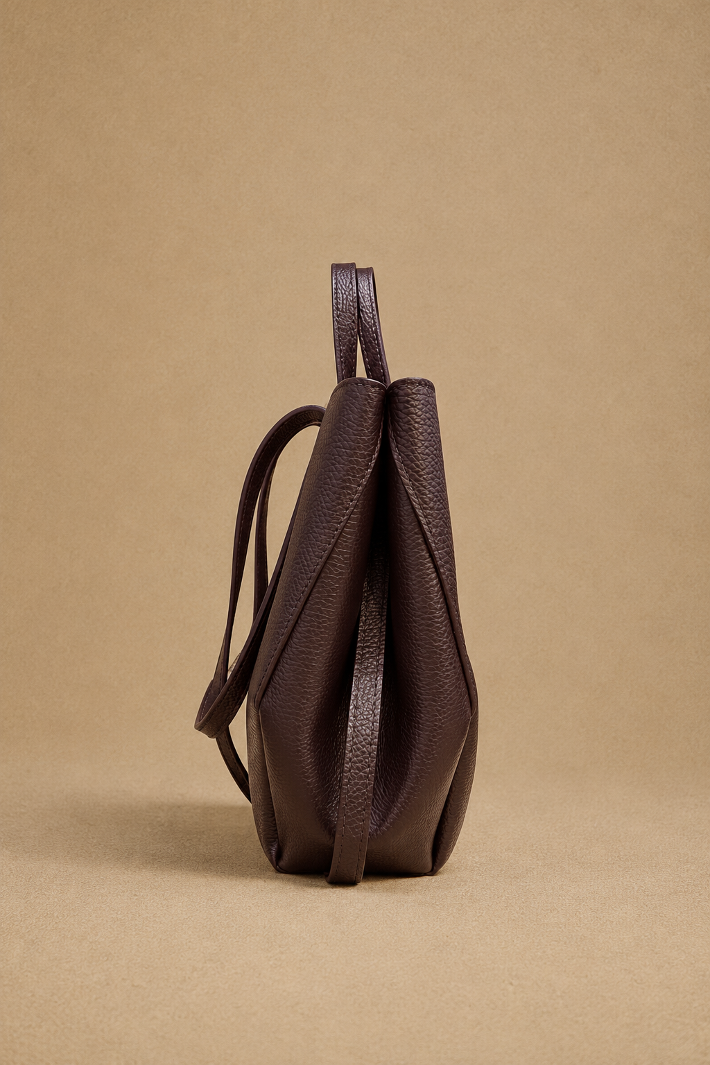 Borsa Shopper Donna in Pelle Martellata Testa di Moro con Doppio
