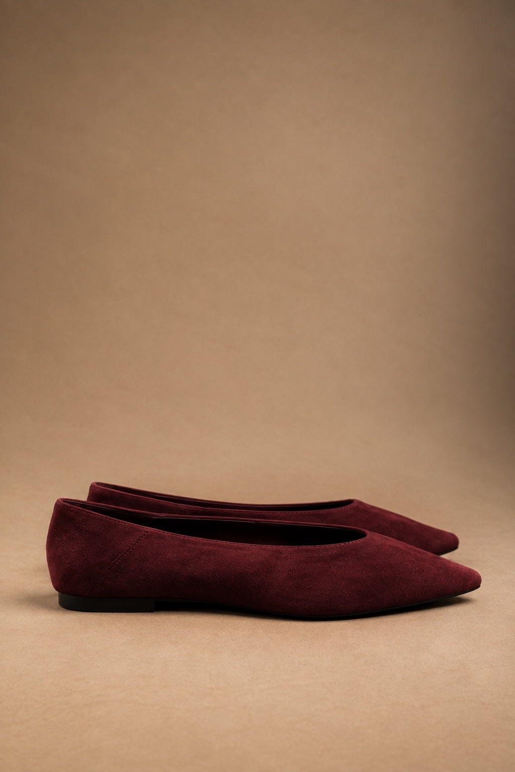 Ballerina Donna a Punta Color bordeaux Effetto Camoscio
