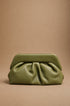 Borsa Donna Pochette Pouch in Pelle kaki con Tracolla Regolabile