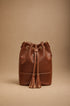 Borsa Donna a Secchiello in Vera Pelle Cognac con Coulisse