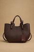 Borsa Shopper Donna in Pelle Martellata Testa di Moro con Doppio