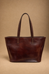 Borsa Shopper Donna in Vera Pelle Cognac Made in Italy con Manici Lunghi