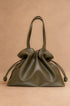 Borsa Tote Donna in Vera Pelle verde oliva con Coulisse Laterali e Tracolla