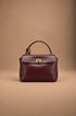 Borsa a Mano e Tracolla da Donna in Vera Pelle Liscia bordeaux– Chiusura a Girello