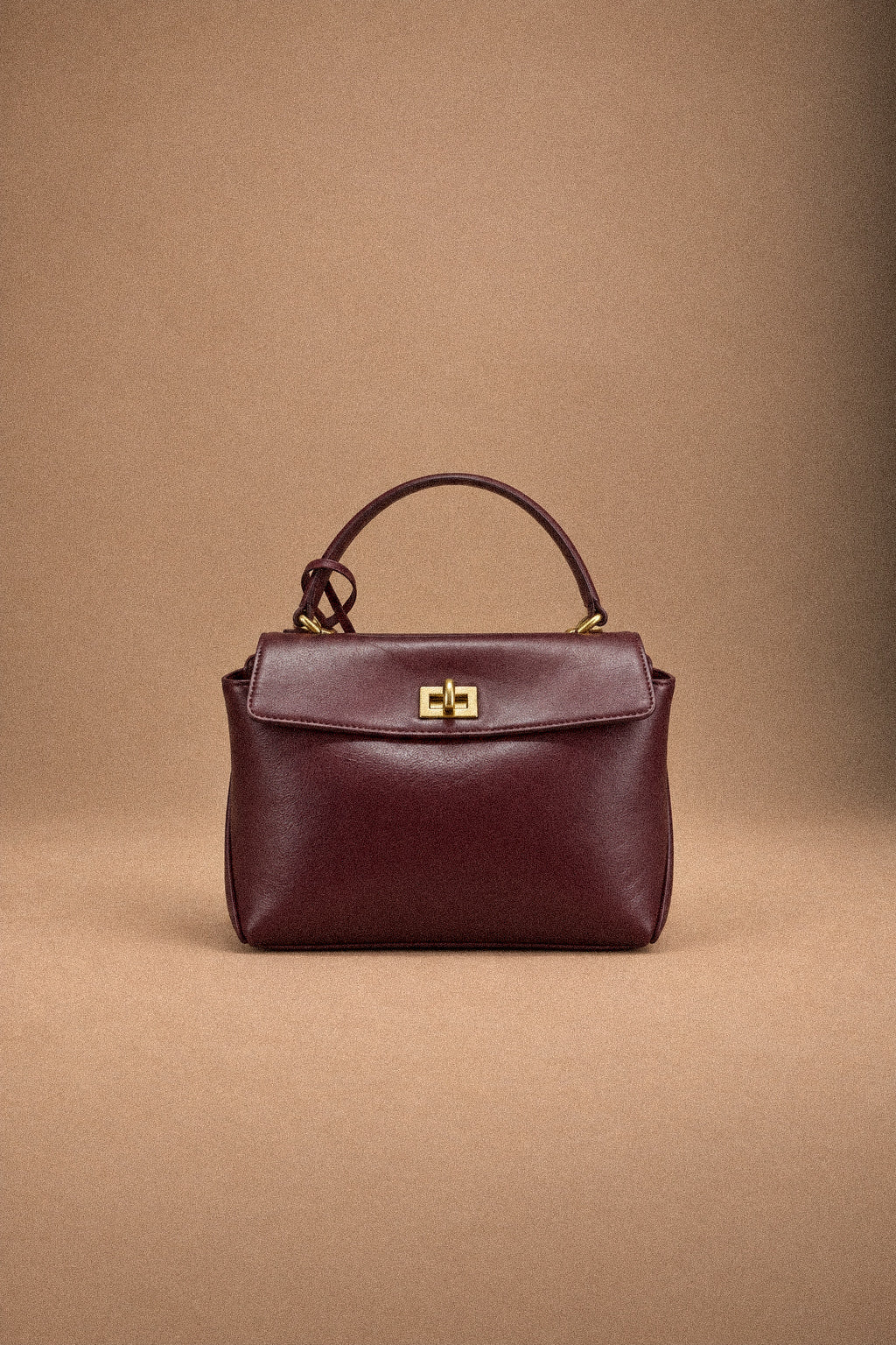 Borsa a Mano e Tracolla da Donna in Vera Pelle Liscia bordeaux– Chiusura a Girello