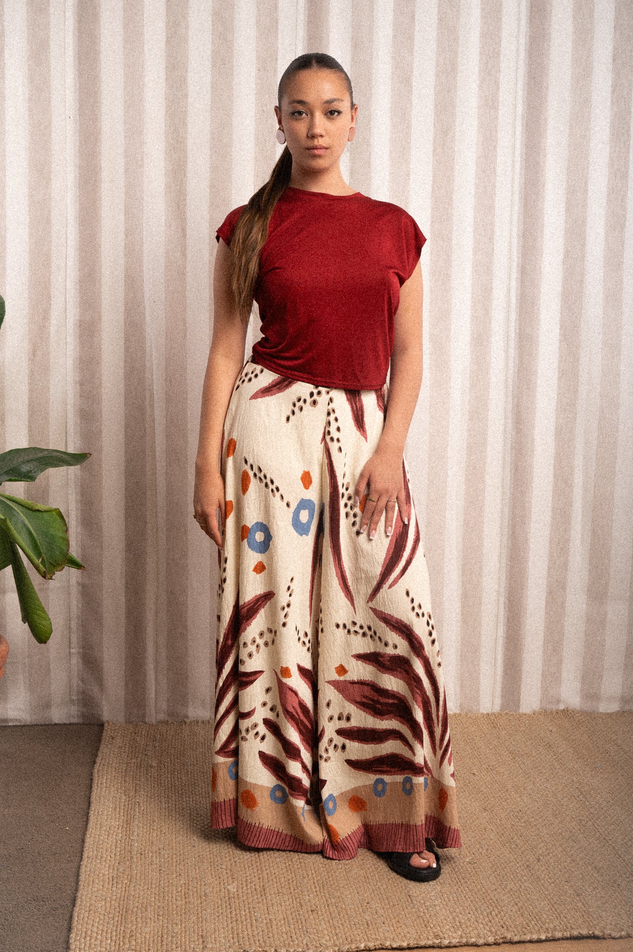 Top manica corto bordeaux