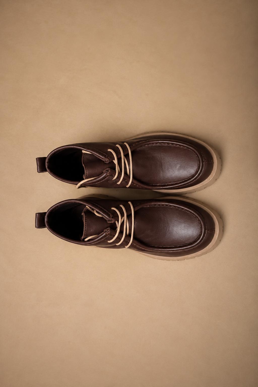 Stivaletto Chukka Donna in Pelle Marrone con Lacci e Suola in Gomma