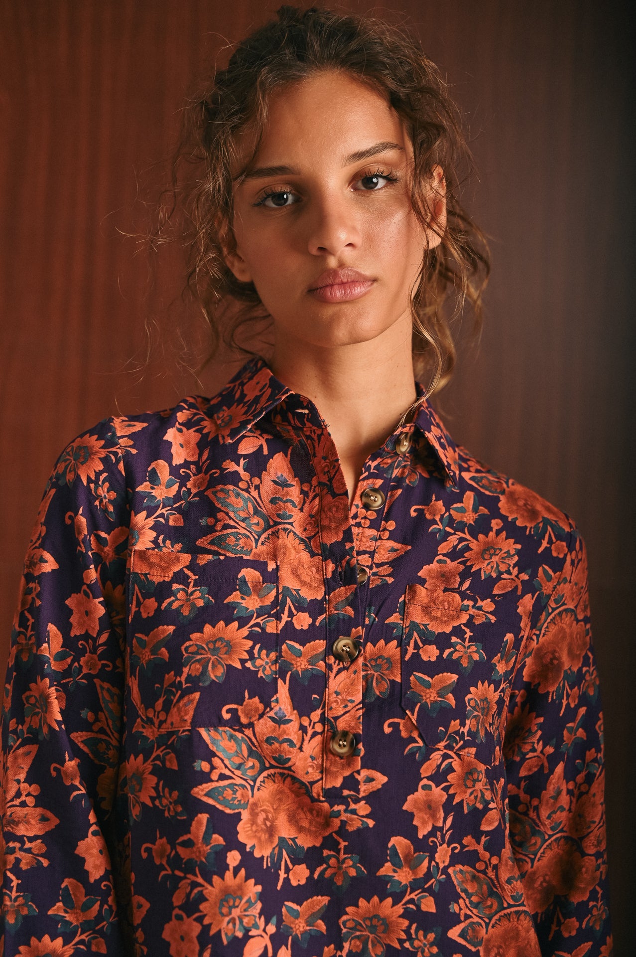 Abito Milly Chemisier Donna Blu a Fantasia Floreale