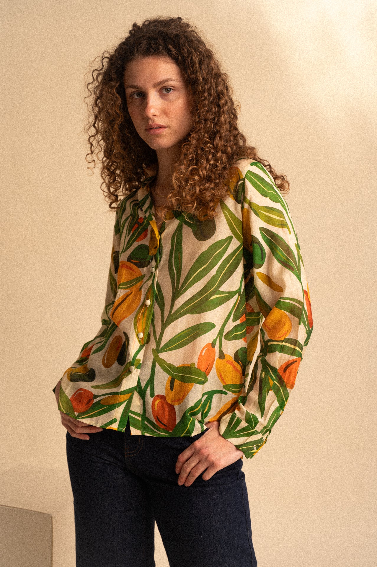 Camicia Veronica in viscosa stampa foliage multicolor