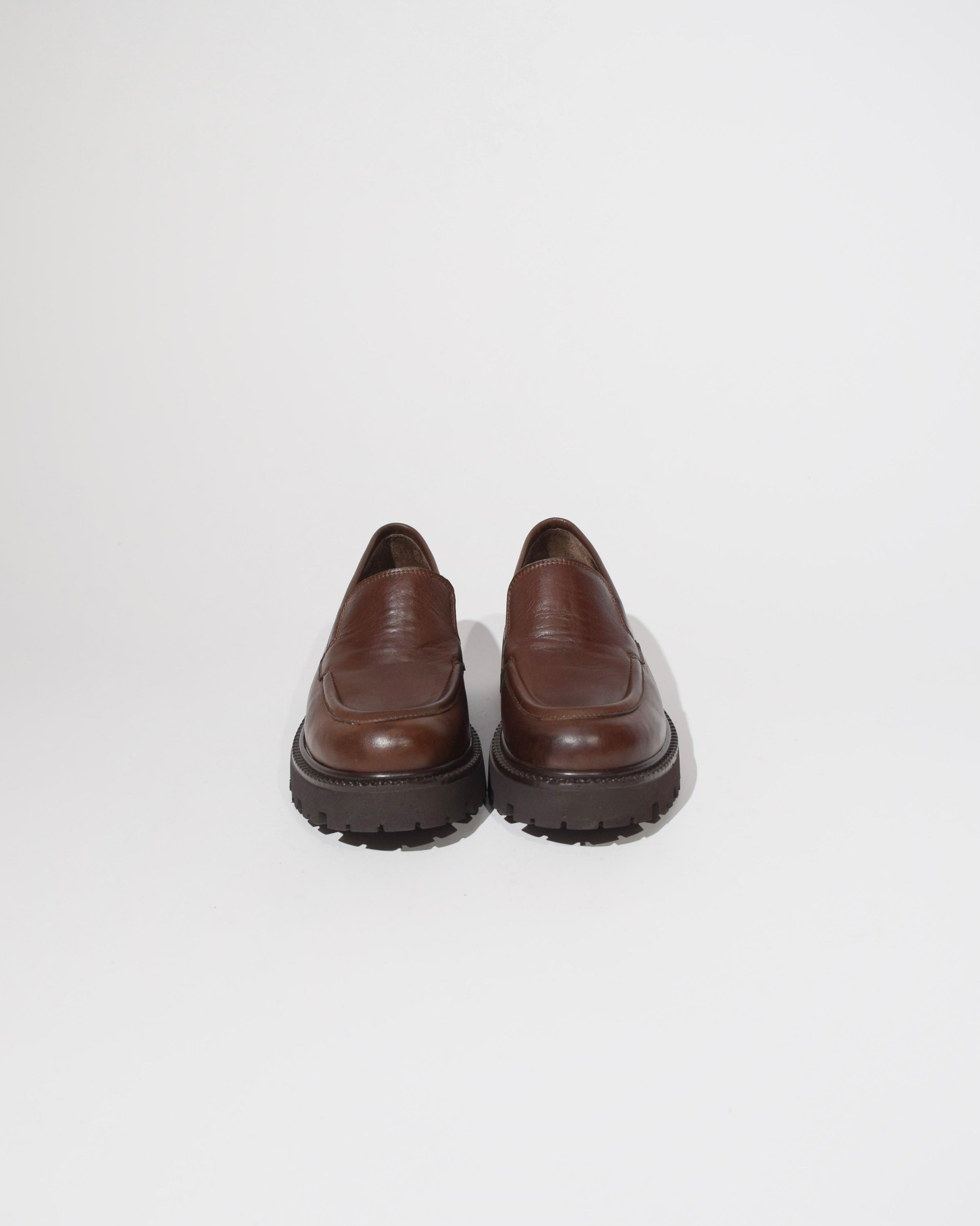 Brown leather moccasin