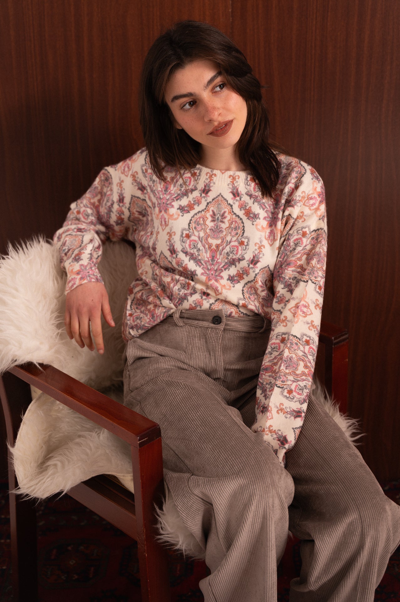 Maglione donna over a fantasia paisley boho chic