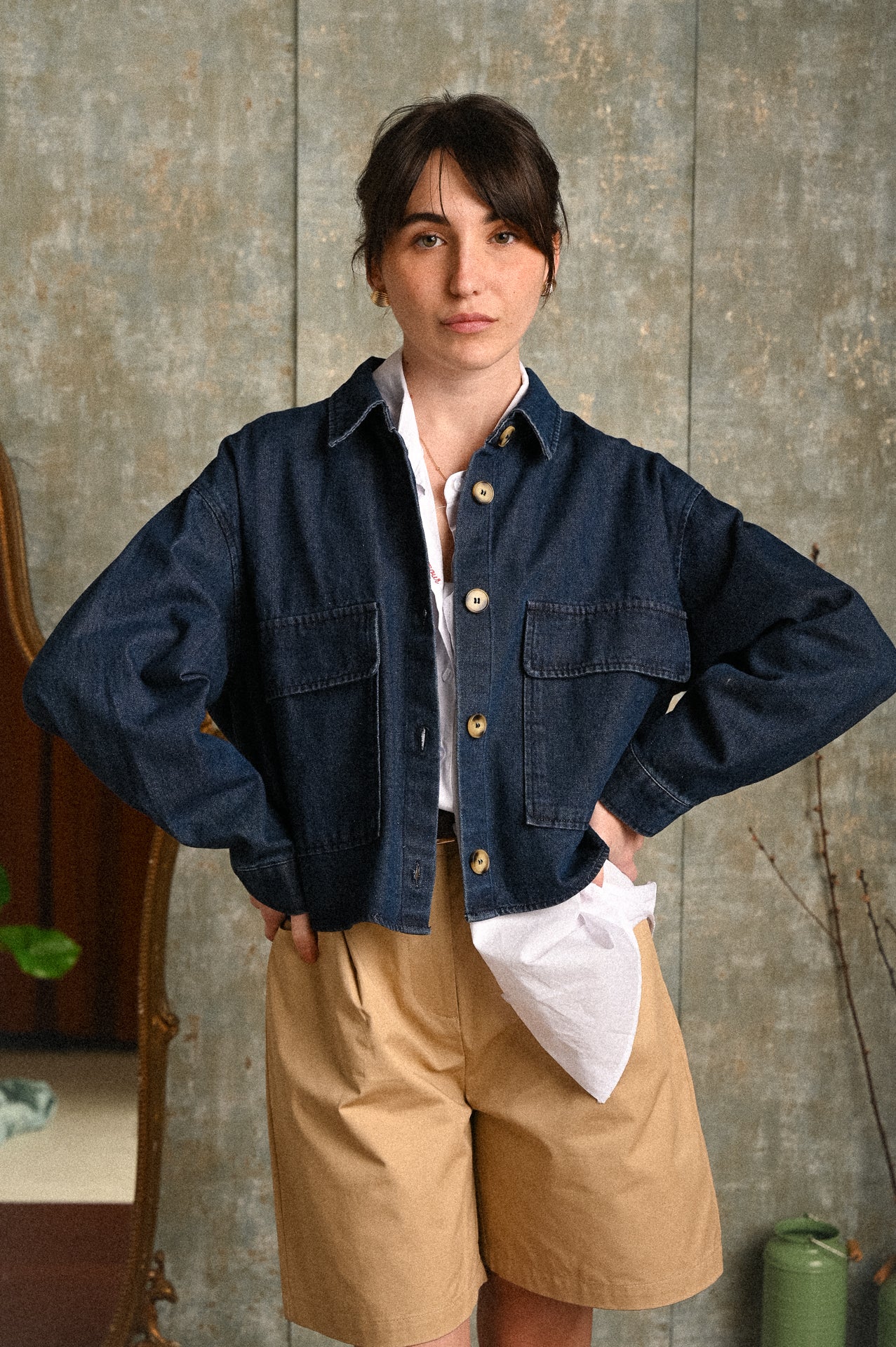 Giacca Zinnia Donna Denim Crop con Tasche