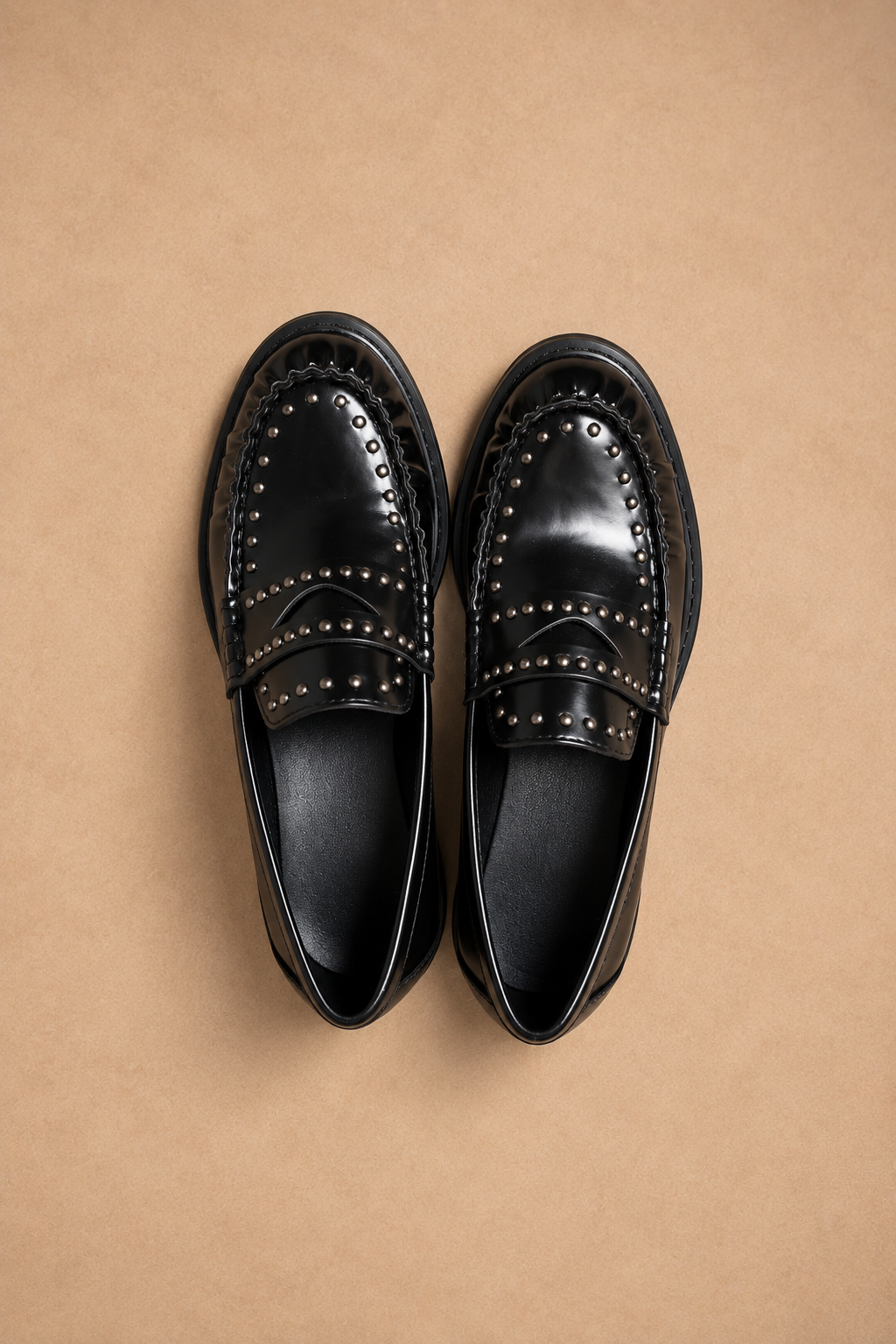 Mocassino Donna Nero con Borchie in Ecopelle