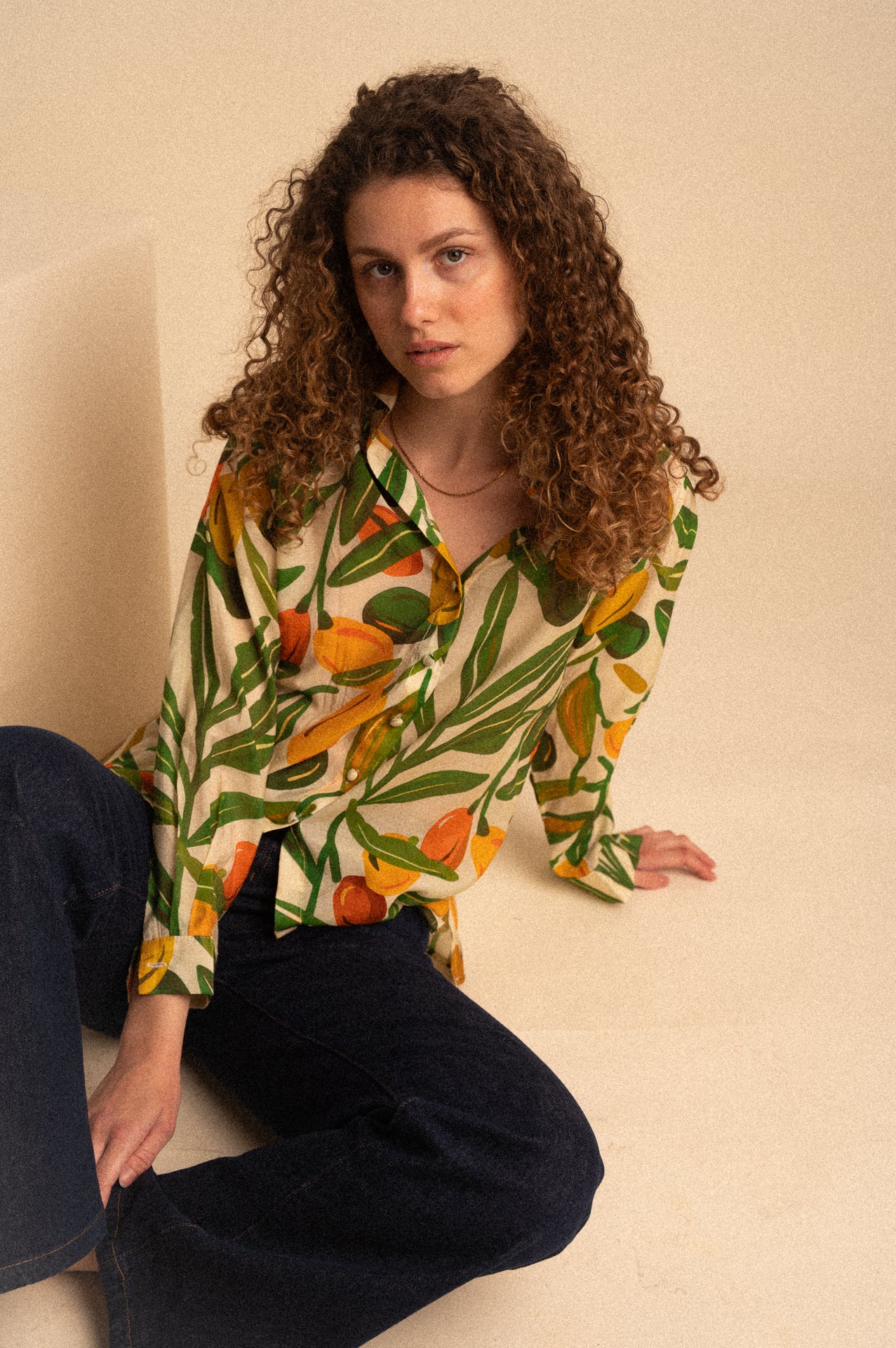 Camicia Veronica in viscosa stampa foliage multicolor