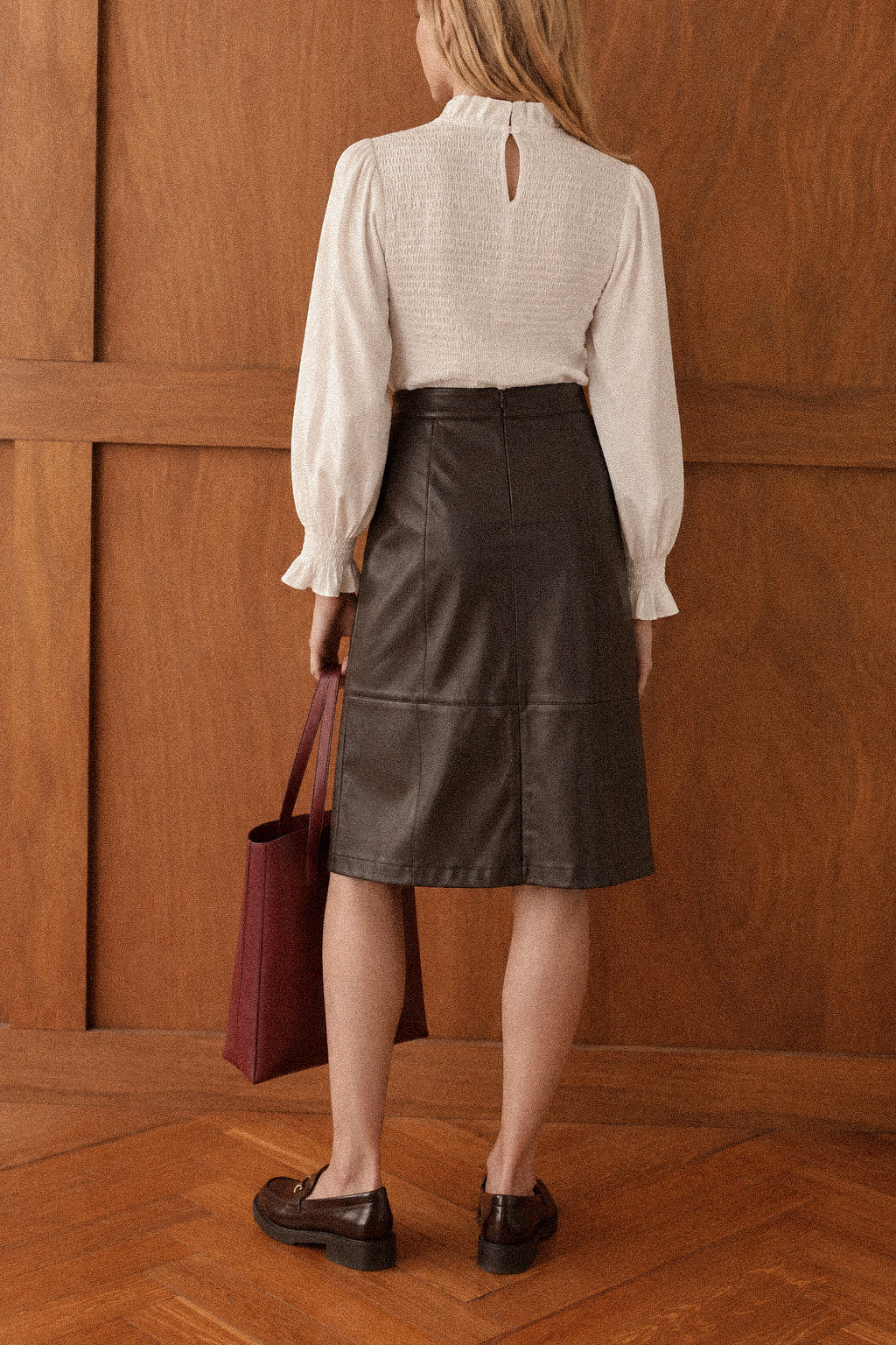 Blusa Donna bianca con Corpino Arricciato e Maniche Voluminose