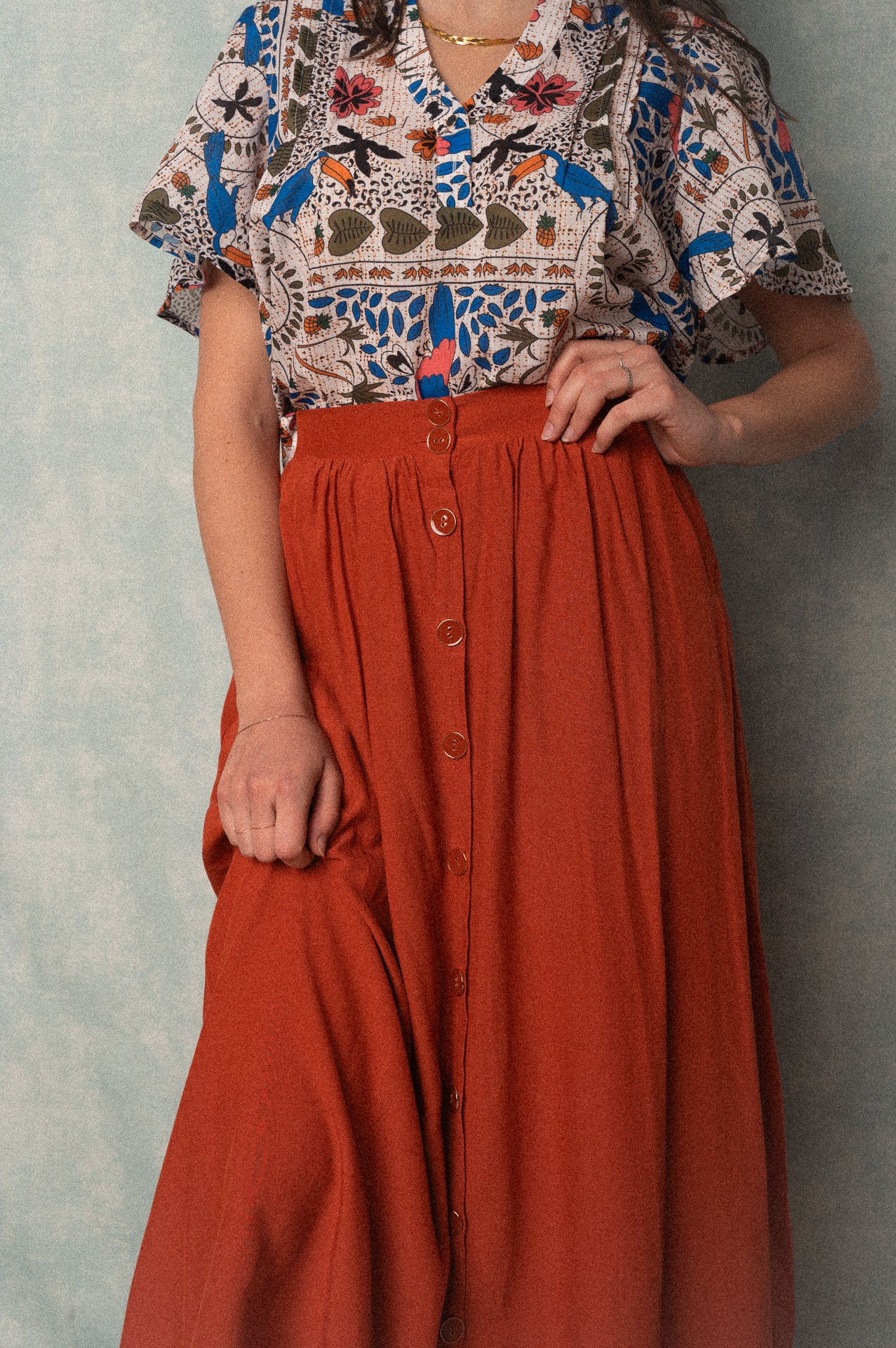 Gonna midi color terracotta