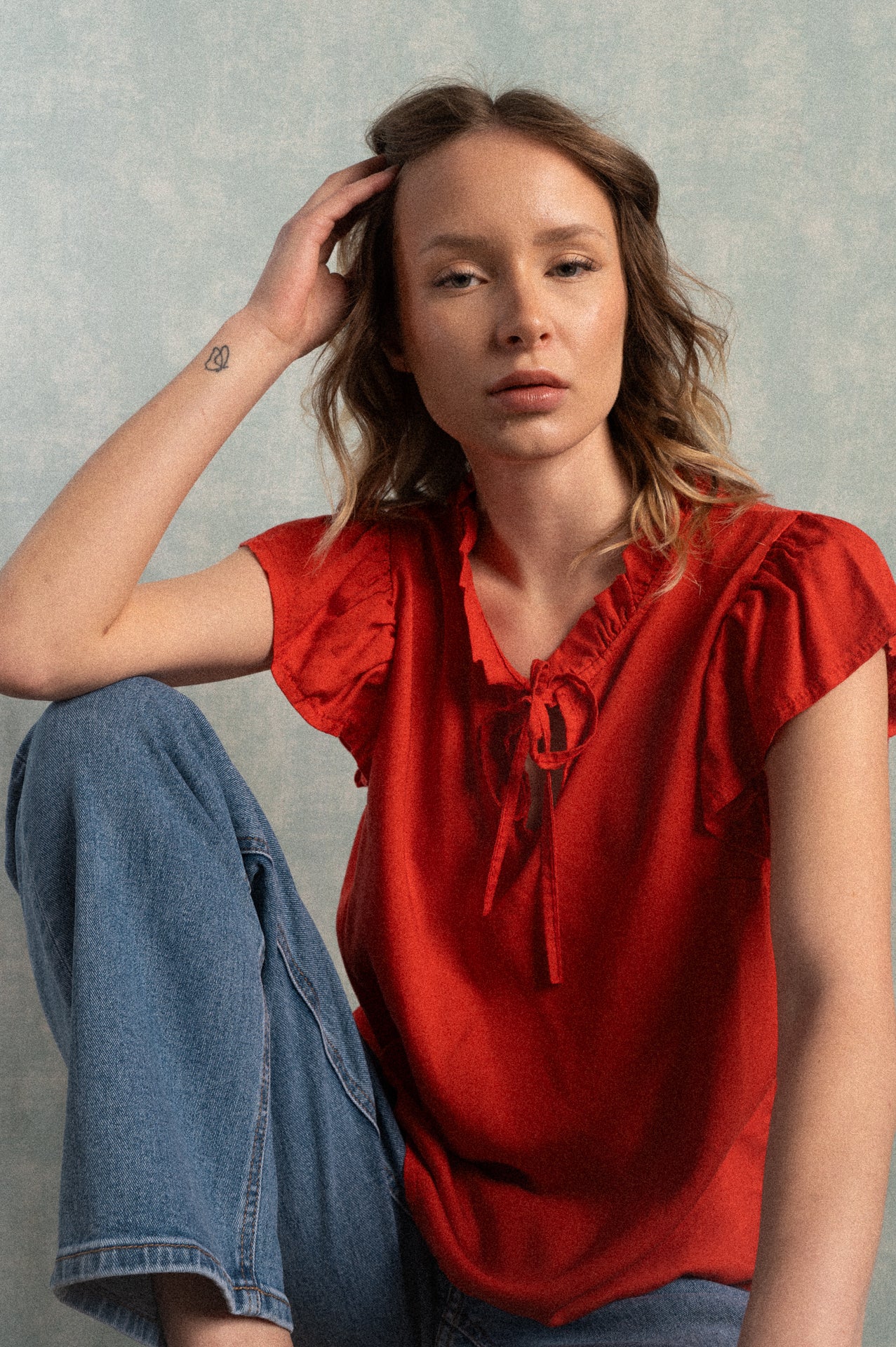 Top rosso manica corta