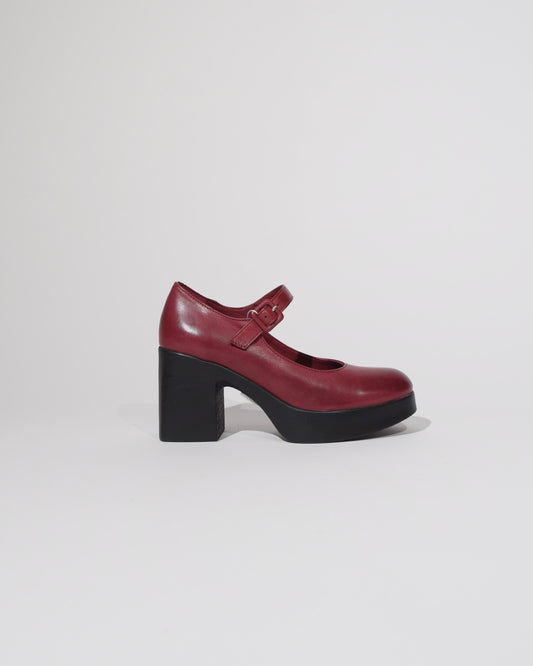 Mary jane bordeaux in pelle con tacco