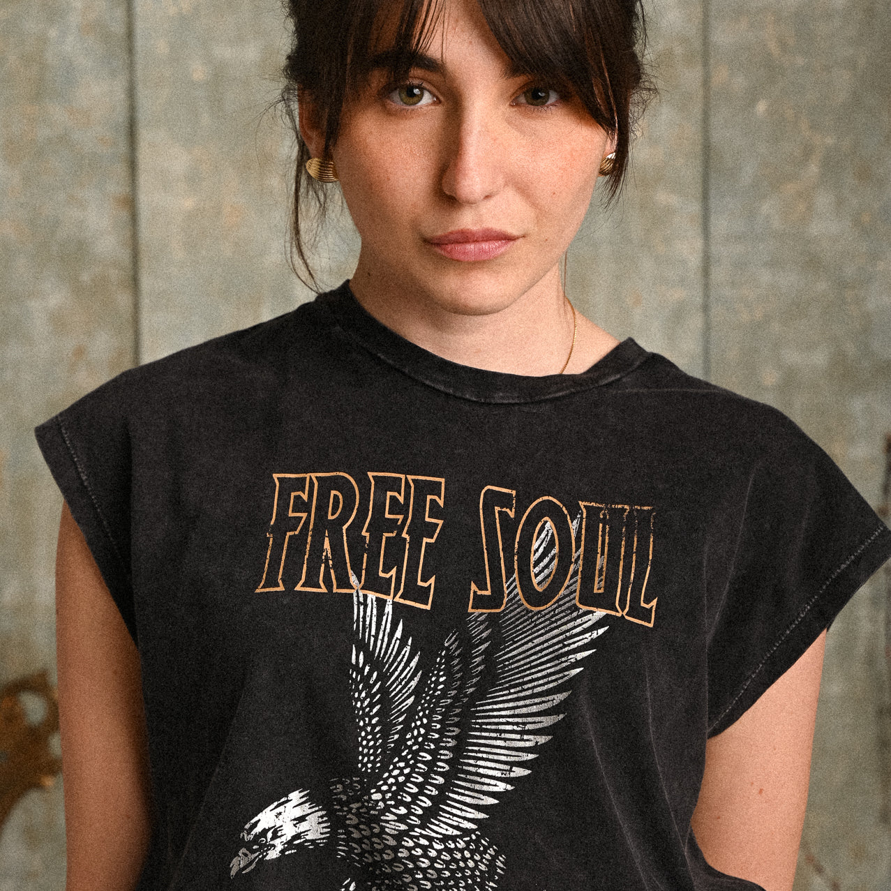 T-shirt Ylang nera con stampa