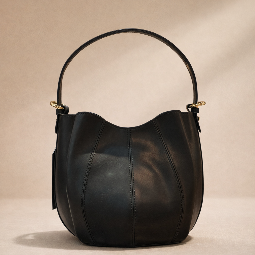 Tulipano Bag a Secchiello nera con Doppia Tracolla