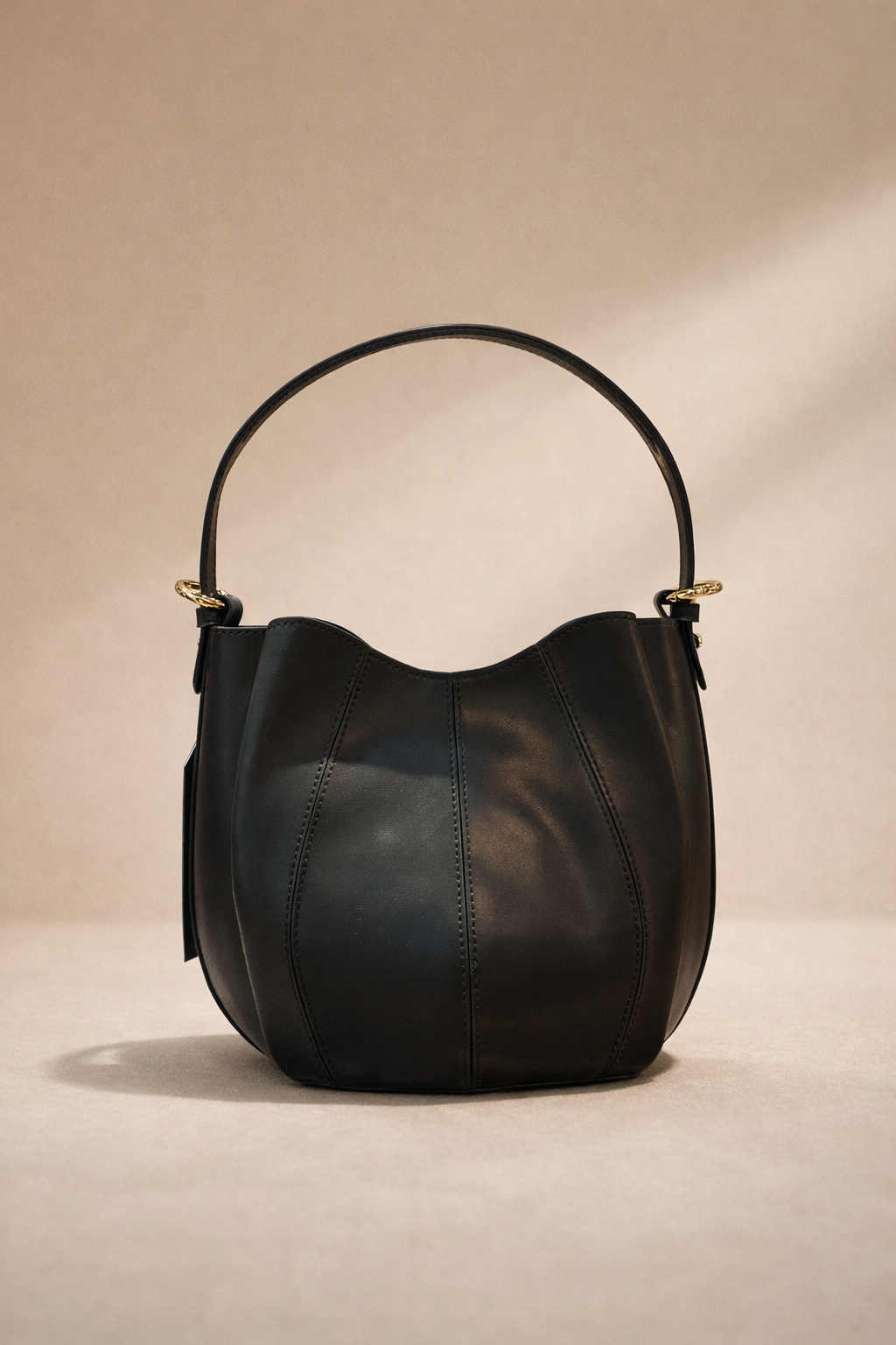 Tulipano Bag a Secchiello nera con Doppia Tracolla