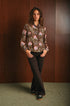 Camicia donna Amelia fantasia floreale folk e colletto arricciato