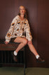 Cardigan con motivo ricamato foglie di Gingko 