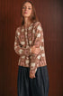 Cardigan donna Kansans con bottoni e fantasia floreale geometrica – marrone e rosa