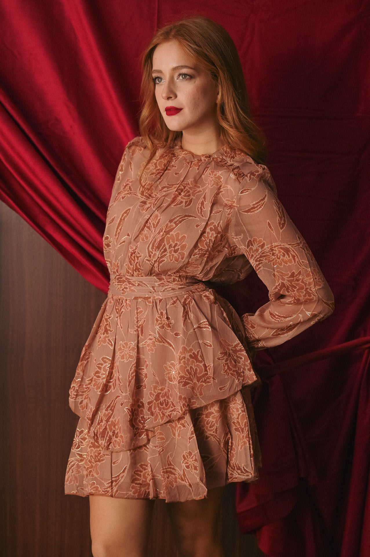 Abito in Chiffon Floreale Effetto Lurex